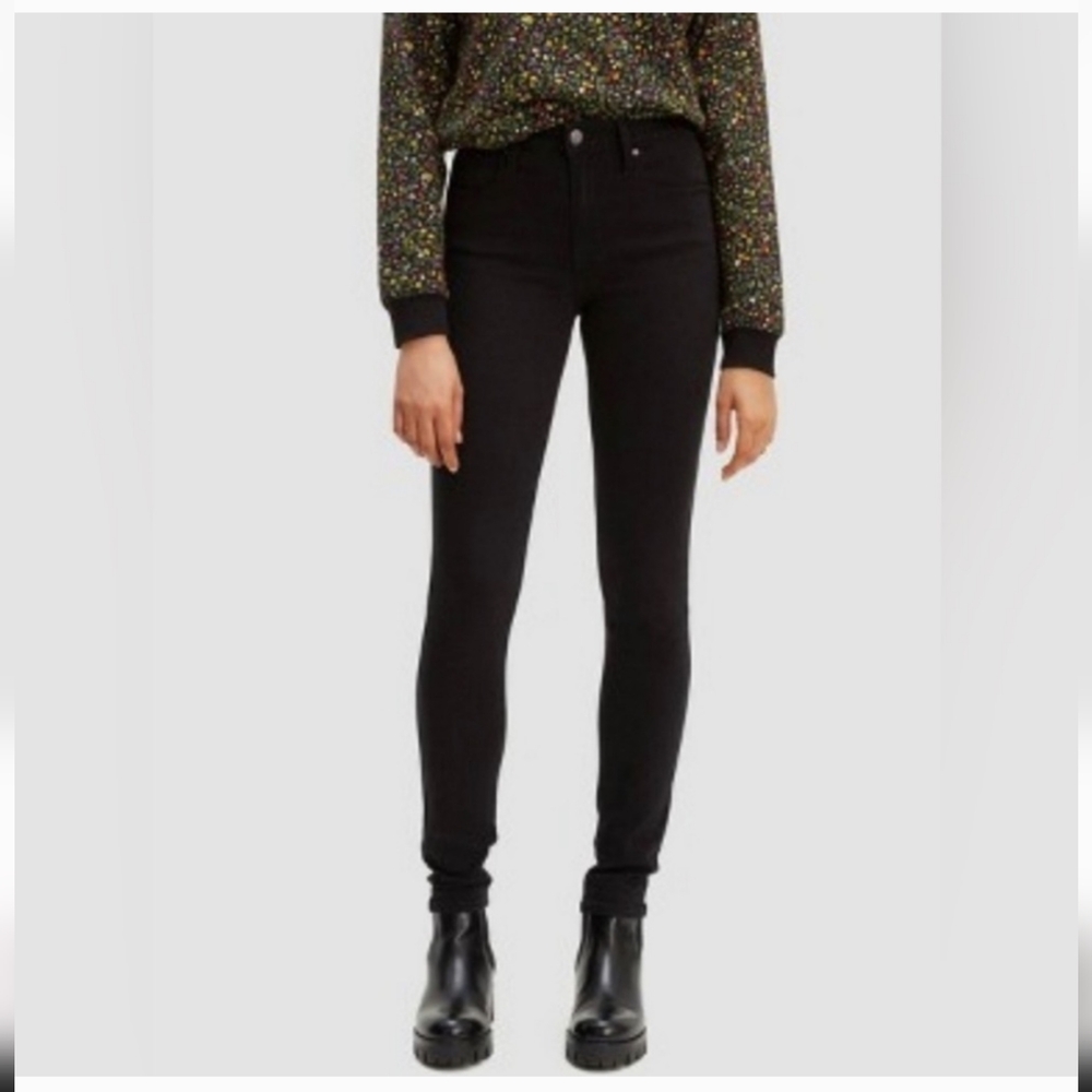 Levi's 721 High Rise Skinny Black Denim Jeans size 27